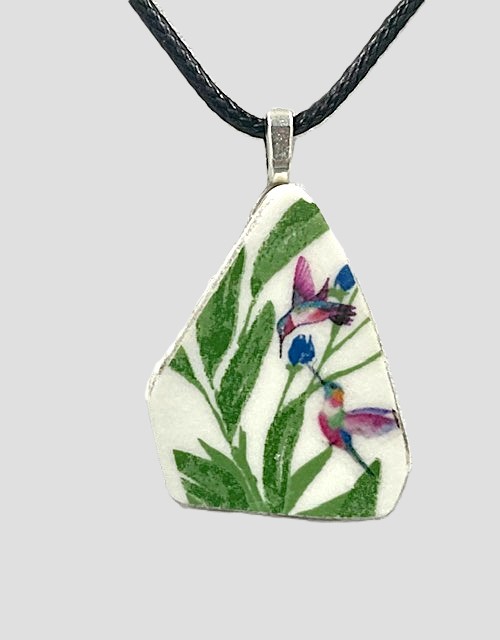 Leafy Flower Hummingbird Necklace