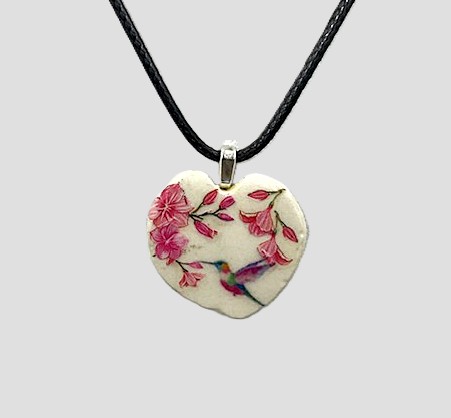 Dainty Pink Flower Hummingbird Necklace