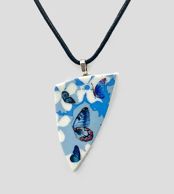 Blue Flowery Butterfly Necklace