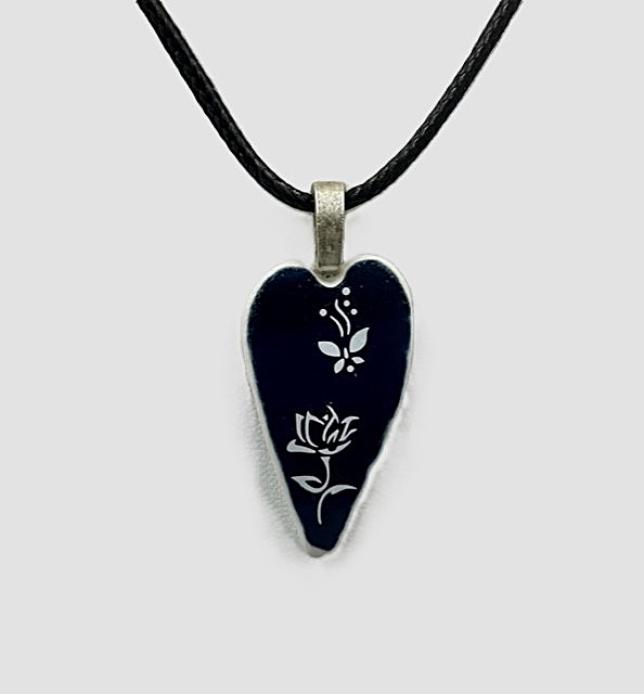 Deep Blue w/White Flower Butterfly Necklace