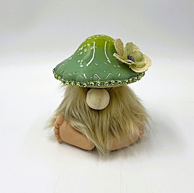 (SOLD) Light Green with feet Mushroom Gnome