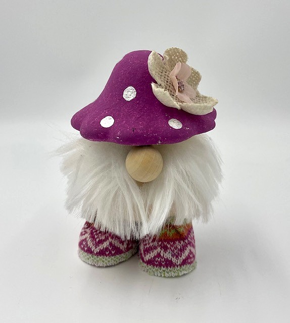 Purple Fusia with shoes Mushroom Gnome