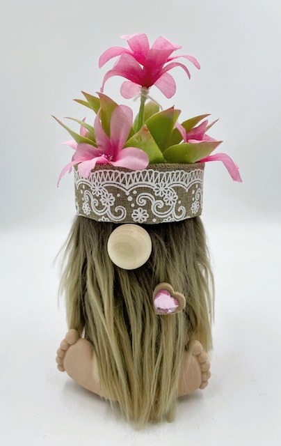 Tall Pink Flower Pot Gnome