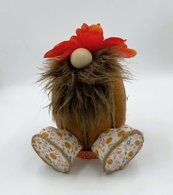 Fall Pumpkin Gnome with Flower Shoes