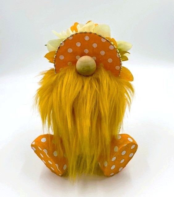 Polka Dot Flower Hat Pumpkin Gnome