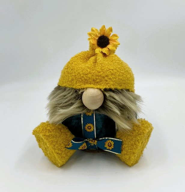 (SOLD) Blue Jean Sunflower Pumpkin Gnome