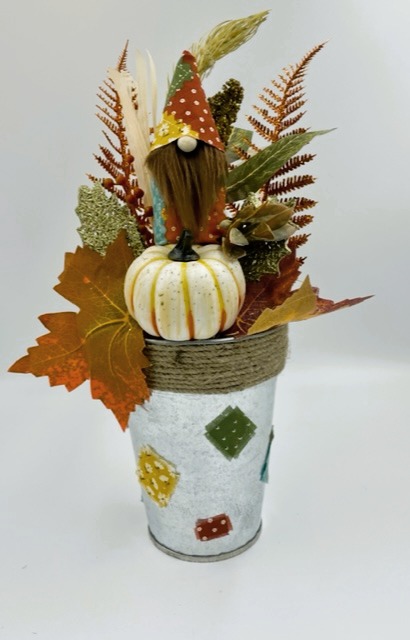 Tin Vase Flower Gnome