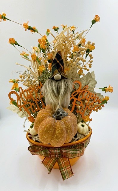 Pumpkin Bowl Gnome Arrangement