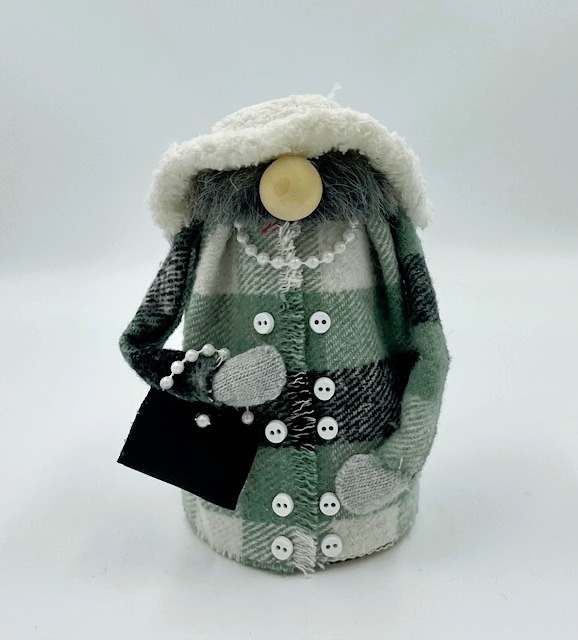 Gray Green Flannel Lady Gnome