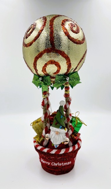 Gold Santa Hot Air Balloon Gnome
