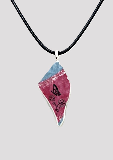 Blue and Mauve Butterfly Necklace