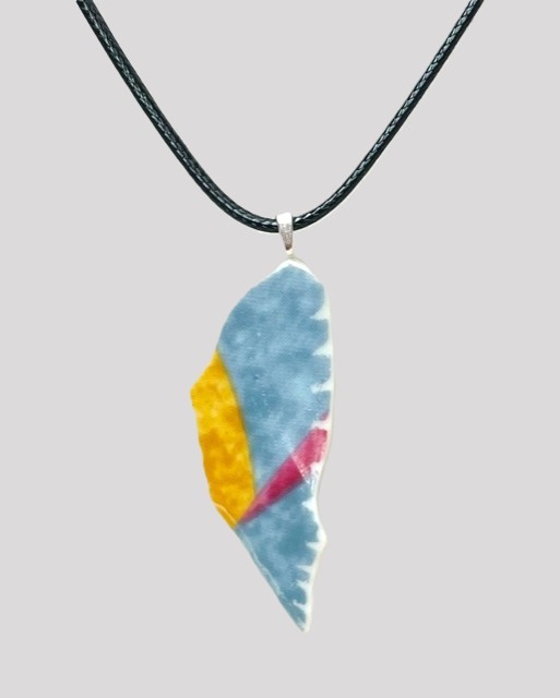 Blue w/gold and Mauve Necklace