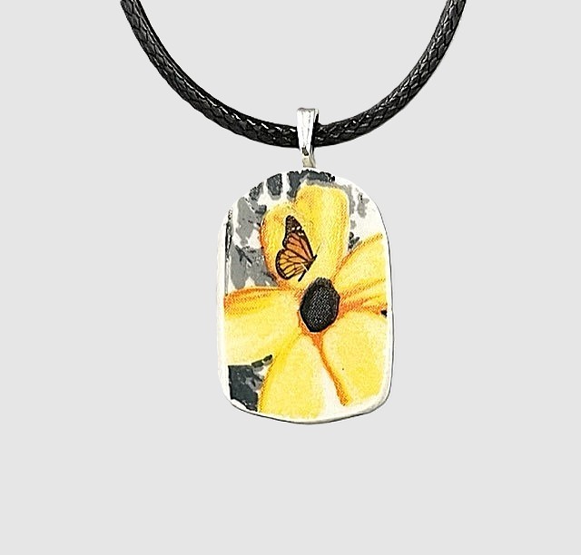 Yellow Flower w/Monarch Butterfly