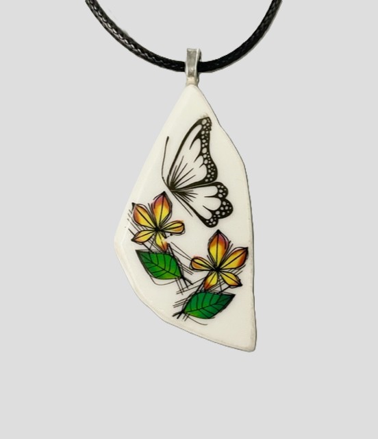 Orange Yellow Flower Butterfly Necklace