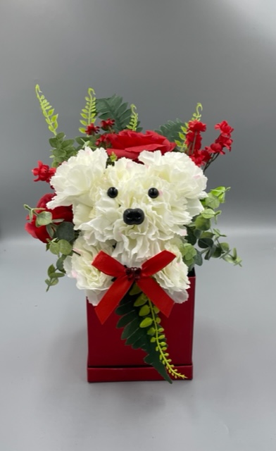 White with Red Flowers
