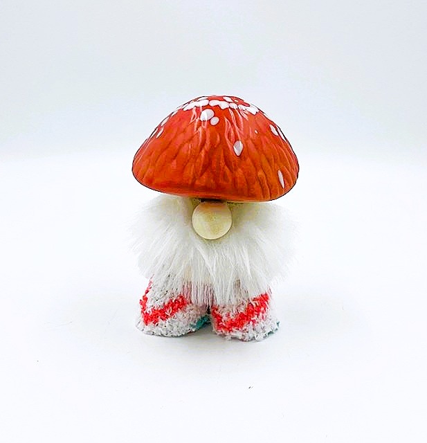 Peachy Mushroom Gnome with shoes