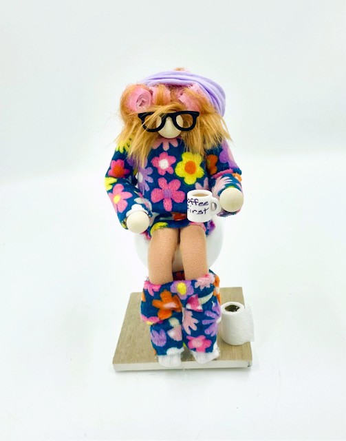 Red Head with Curlers Potty Gnome